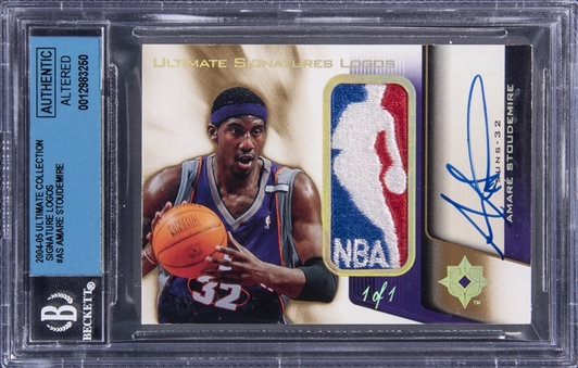 2004-05 Upper Deck Ultimate Collection Ultimate Signatures Logos #AS Amare Stoudemire Signed Logoman Card (#1/1) - BGS Authentic